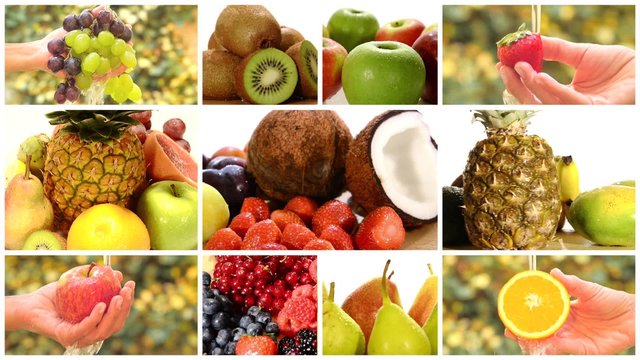 close up of diverse fruits, montage