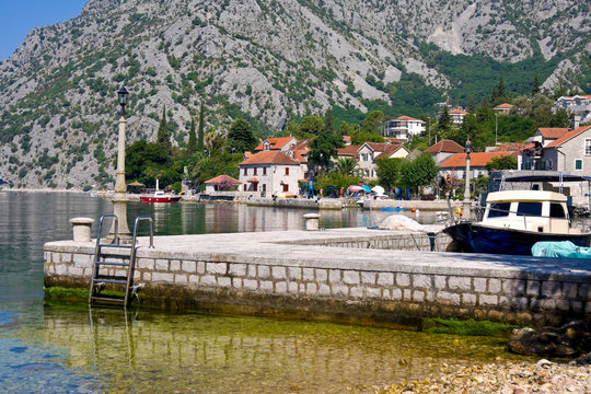 Village Orahovac. Kotor bay, Montenegro, Adriatic sea