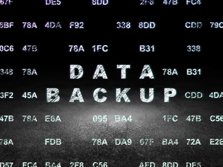 Data concept: Data Backup in grunge dark room