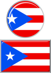 Puerto Rican round and square icon flag. Vector illustration.