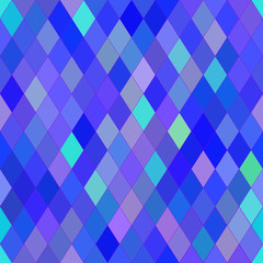 Vector seamless pattern with rhombs. Abstract bright blue and purple texture. Geometrical background. Monochrome backdrop.