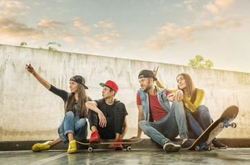 Skateboarder  Couples made selfi photo