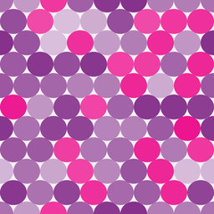 Bright pink and purple vector seamless pattern with circles.  Abstract geometrical background. 