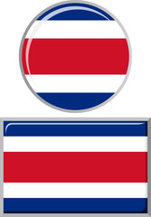 Costa Rican round and square icon flag. Vector illustration.