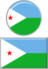 Djibouti round and square icon flag. Vector illustration.