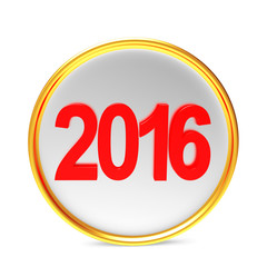 2016 New Year on silver button isolated on white background