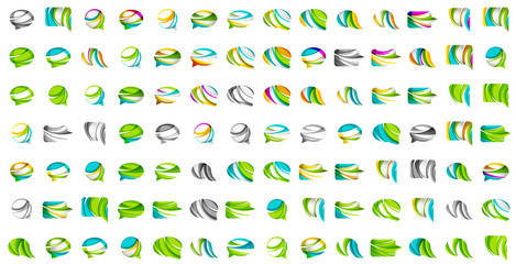 Large set of abstract speech bubble and cloud icons, business