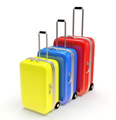 Colorful suitcases isolated on white background