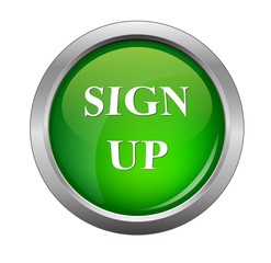 green sign up glossy web button, beautiful Internet button