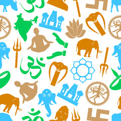hinduism religions symbols vector seamless color pattern eps10