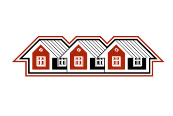 Simple cottages vector illustration, country houses, for use in