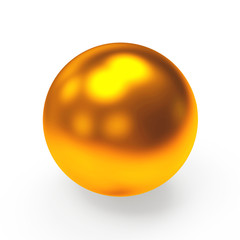 Bronze shining sphere isolated on a white background