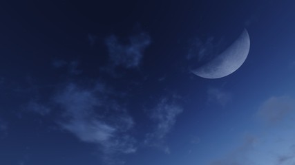 Obraz na płótnie Canvas Demilune in a cloudy night sky