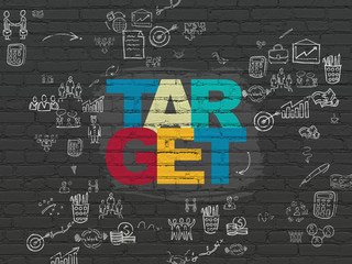 Finance concept: Target on wall background