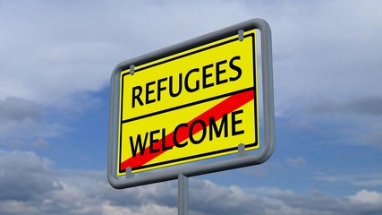 Refugees / Welcome sign