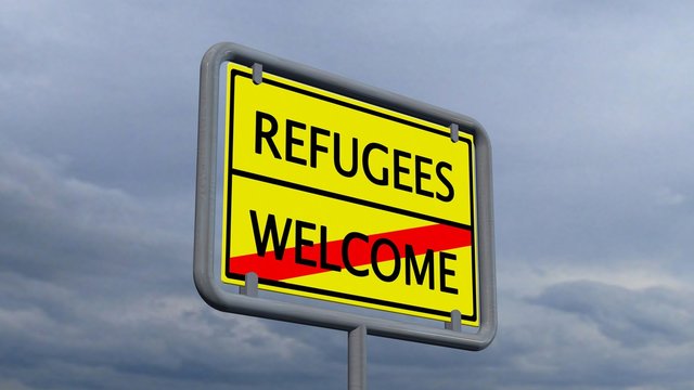 Refugees / Welcome sign