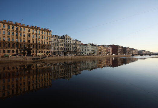 The embankment of Fontanka river. Saint-Petersburg, Russia