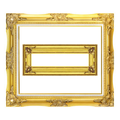 Two antique gold frame isolated on the white background