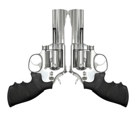 Two revolvers isolated on white background