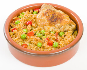 Arroz Con Pollo - Chicken and rice cooked with sofrito and beer.
