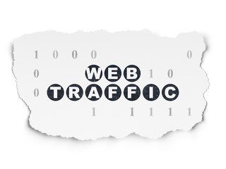 Web development concept: Web Traffic on Torn Paper background