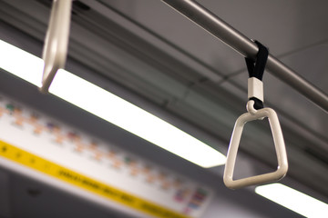 Handle on ceiling of mrt