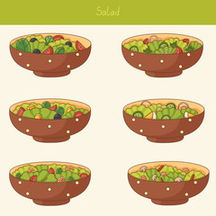 Set of salad icons