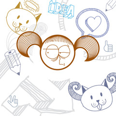 Vector art hand drawn illustration of personality, emotions on w