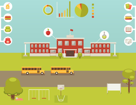 School Infographic - collection of design elements