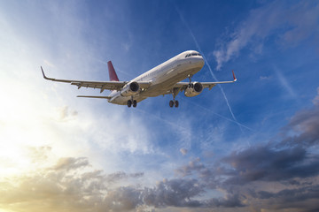 Airbus A-320 with beautiful sky - obrazy, fototapety, plakaty