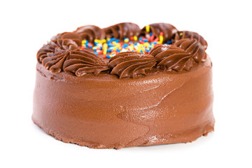 Cake: Plain Chocolate Cake Isolated on White