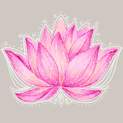 
Beautiful lotus flower illustration. Lotus flower design card.

