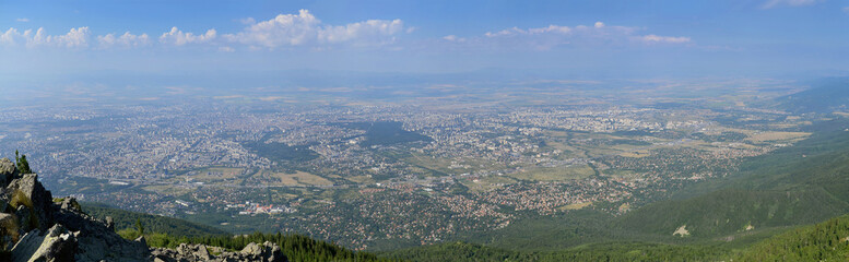 Fototapeta na wymiar Sofia, capital of Bulgaria, view from the Vitosha Mountain