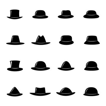 Collection of black hats, vector illustration
