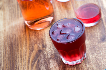 Fresh cold strawberry tea with ice