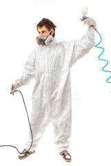 Worker with airbrush gun