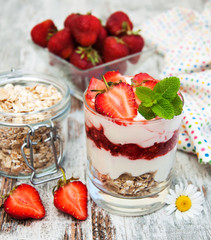 strawberry yogurt with muesli