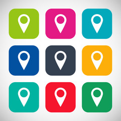 set of map pointers icons in the style flat design different color on a gray background. stock vector illustration eps10