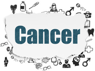 Healthcare concept: Cancer on Torn Paper background