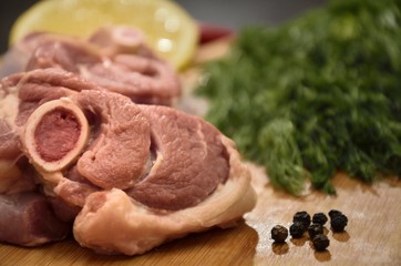 Fresh meat with vegetables and spices