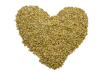 buckwheat seeds forming a heart