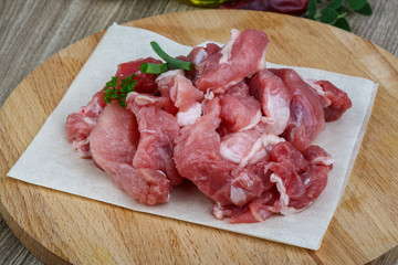 Diced pork meat
