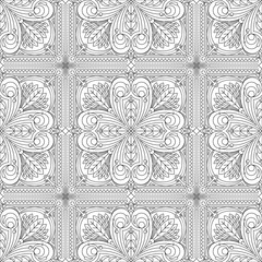 Rich decorated calligraphic outlined stroke monochrome seamless