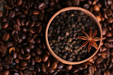 coffee with star anise closeup