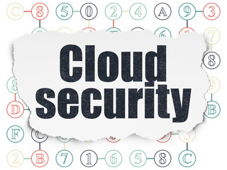 Cloud computing concept: Cloud Security on Torn Paper background