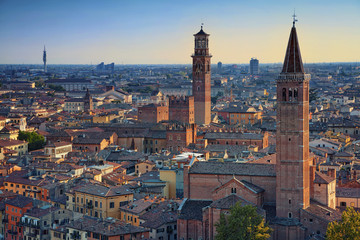 Verona. Image of Verona, Italy during summer sunset. - obrazy, fototapety, plakaty