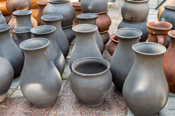 Fototapeta na wymiar Traditional earthen pots and Jars