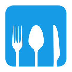 Icono plano aplicacion cubiertos azul