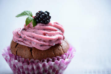 Schoko cupcake mit Brombeerfrosting,  vegan 