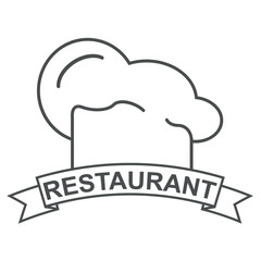 Icono plano texto RESTAURANT gris con gorro cocinero